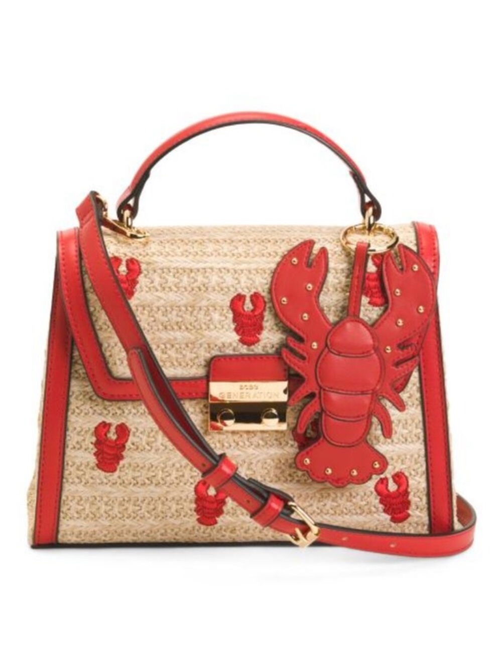 BCBGENERATION Straw Lobster Top Handle Bag With Crossbody Strap